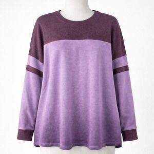 Torrid Colorblock Ombre Crewneck Sweatshirt Purple 2 2X Streetwear Plus Size Y2K
